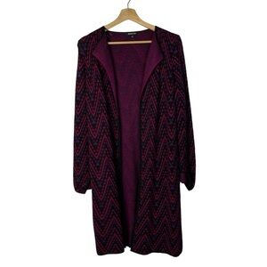Relativity Purple & Pink Chevron Zig Zag Longline Cardigan Sweater S